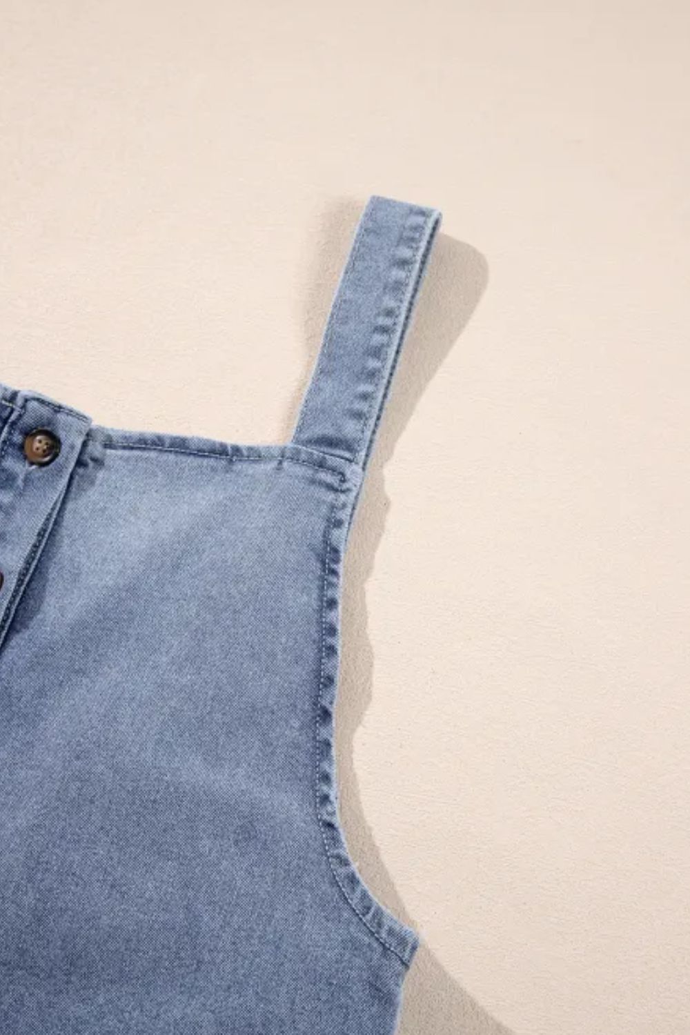 Wide Strap Denim Overalls w/Pockets