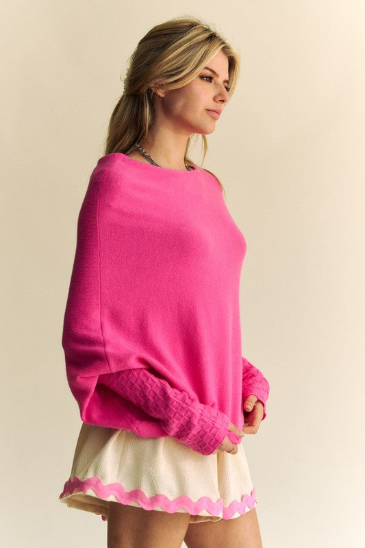 Davi & Dani Solid Color Sleeve Sweater