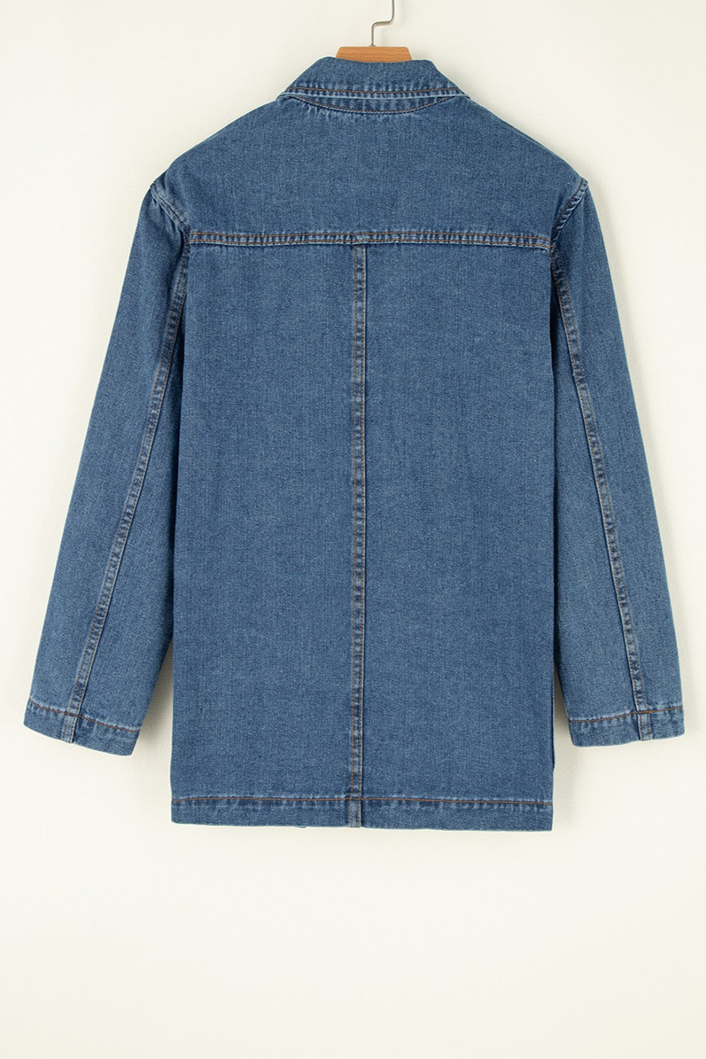 Pocketed L Sleeve Denim Jacket