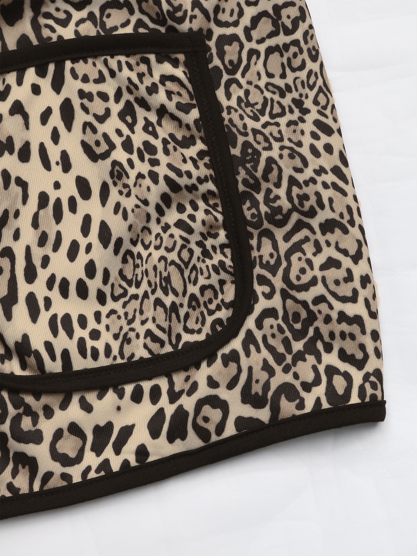 Perfee Leopard Open Front Sleeve Jacket