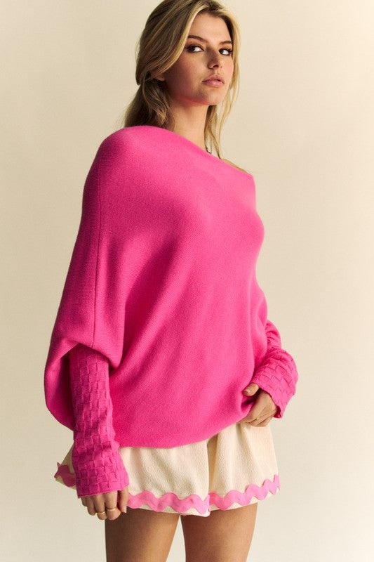 Davi & Dani Solid Color Sleeve Sweater