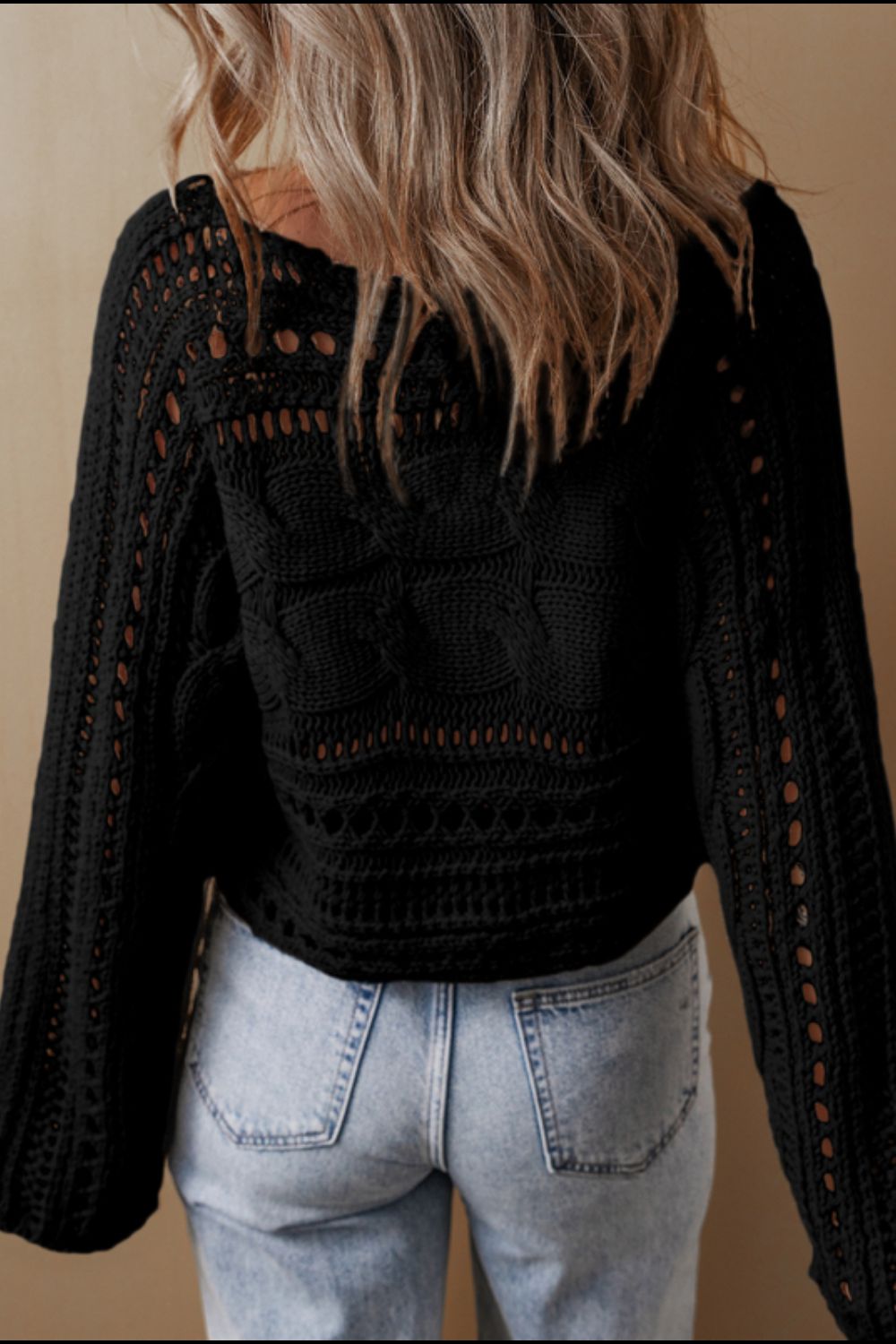 Cable Knit Long Sleeve Sweater.