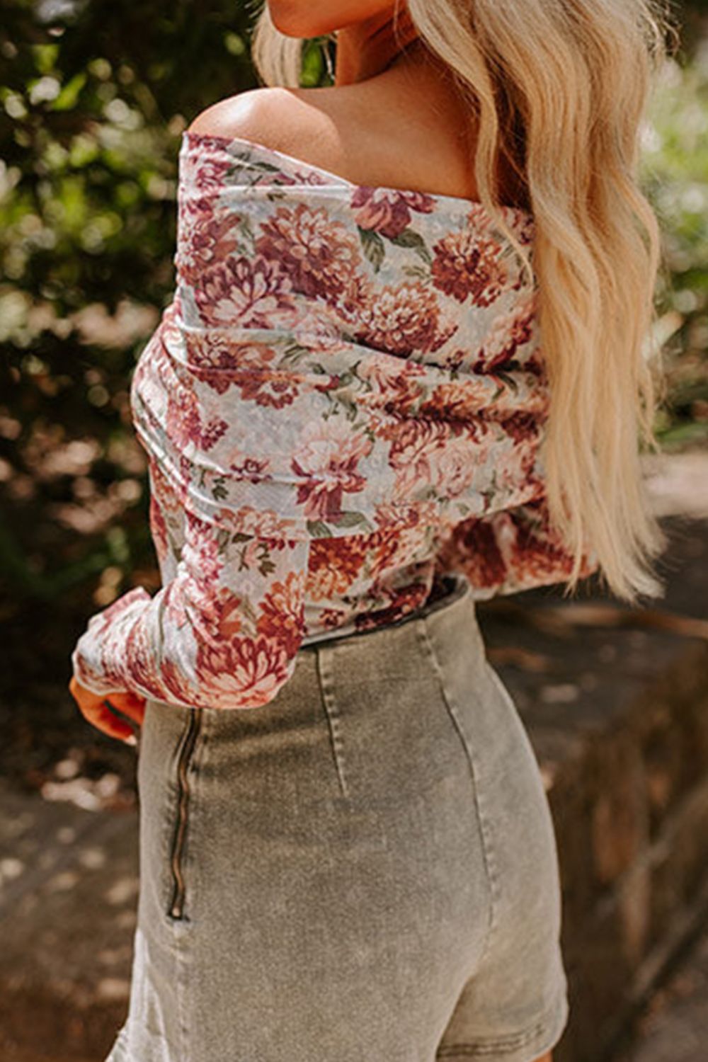 Floral Off-Shoulder Long Sleeve Bodysuit