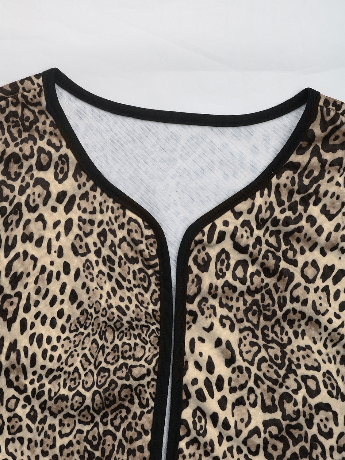 Perfee Leopard Open Front Sleeve Jacket