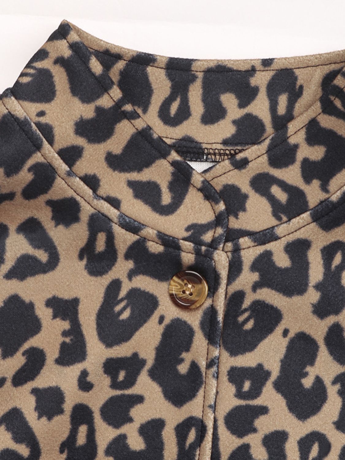 Leopard Button Up Long Sleeve Jacket