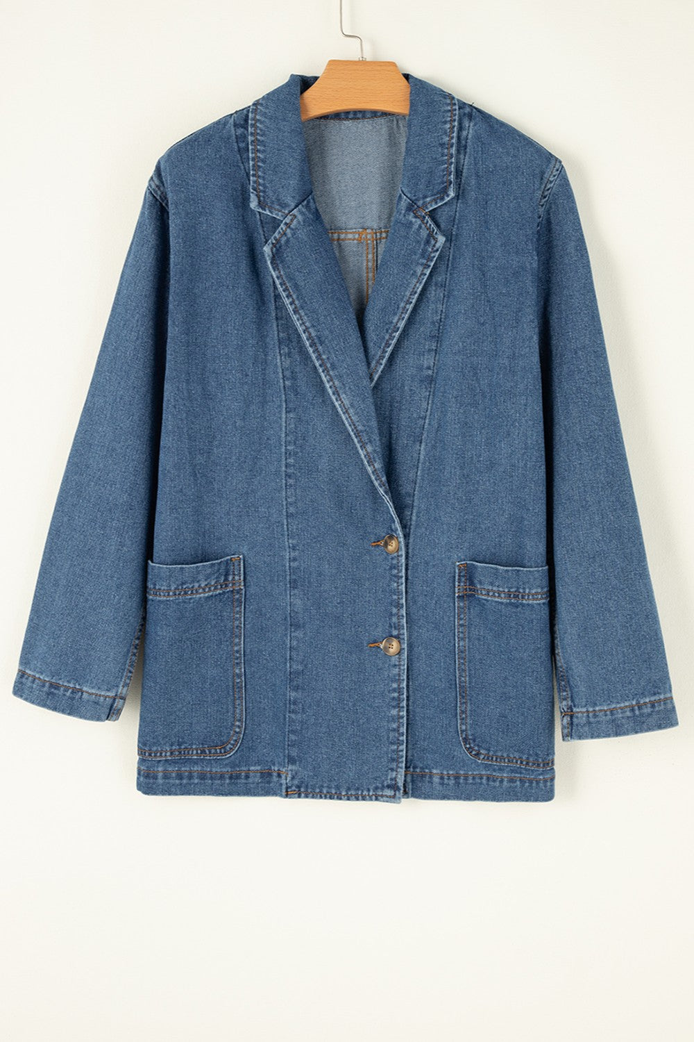 Pocketed L Sleeve Denim Jacket