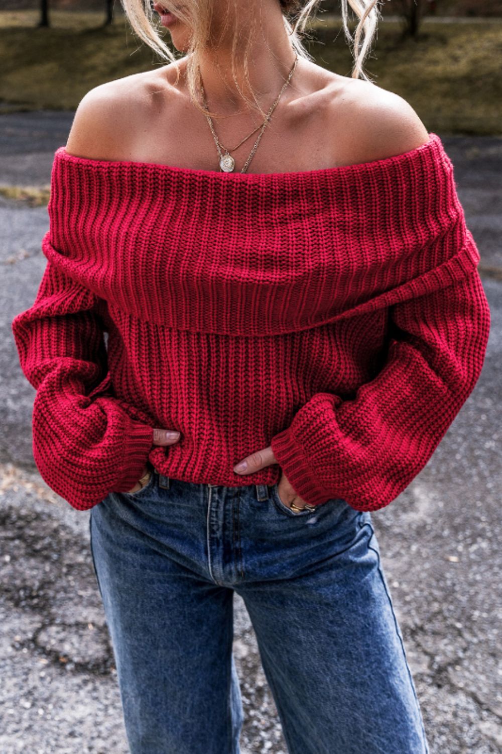 OffShoulder Long Sleeve Sweater