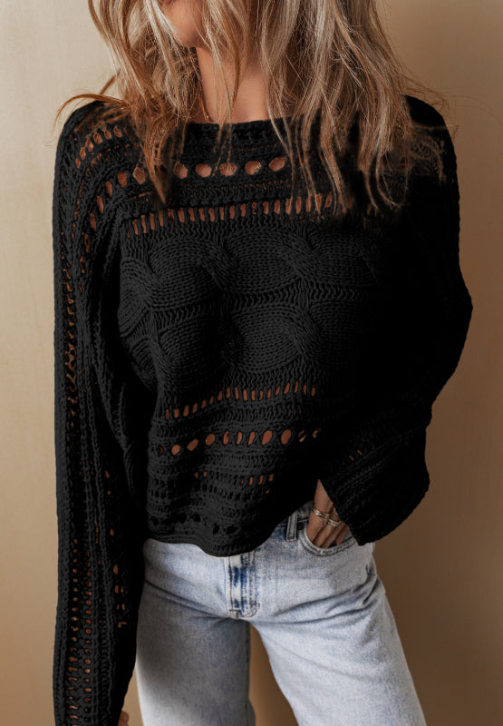 Cable Knit Long Sleeve Sweater.