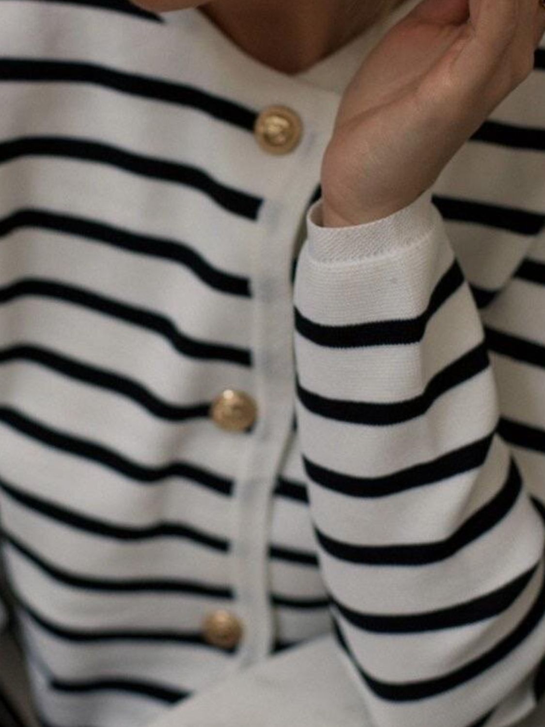 Striped Button Down Sleeve Cardigan