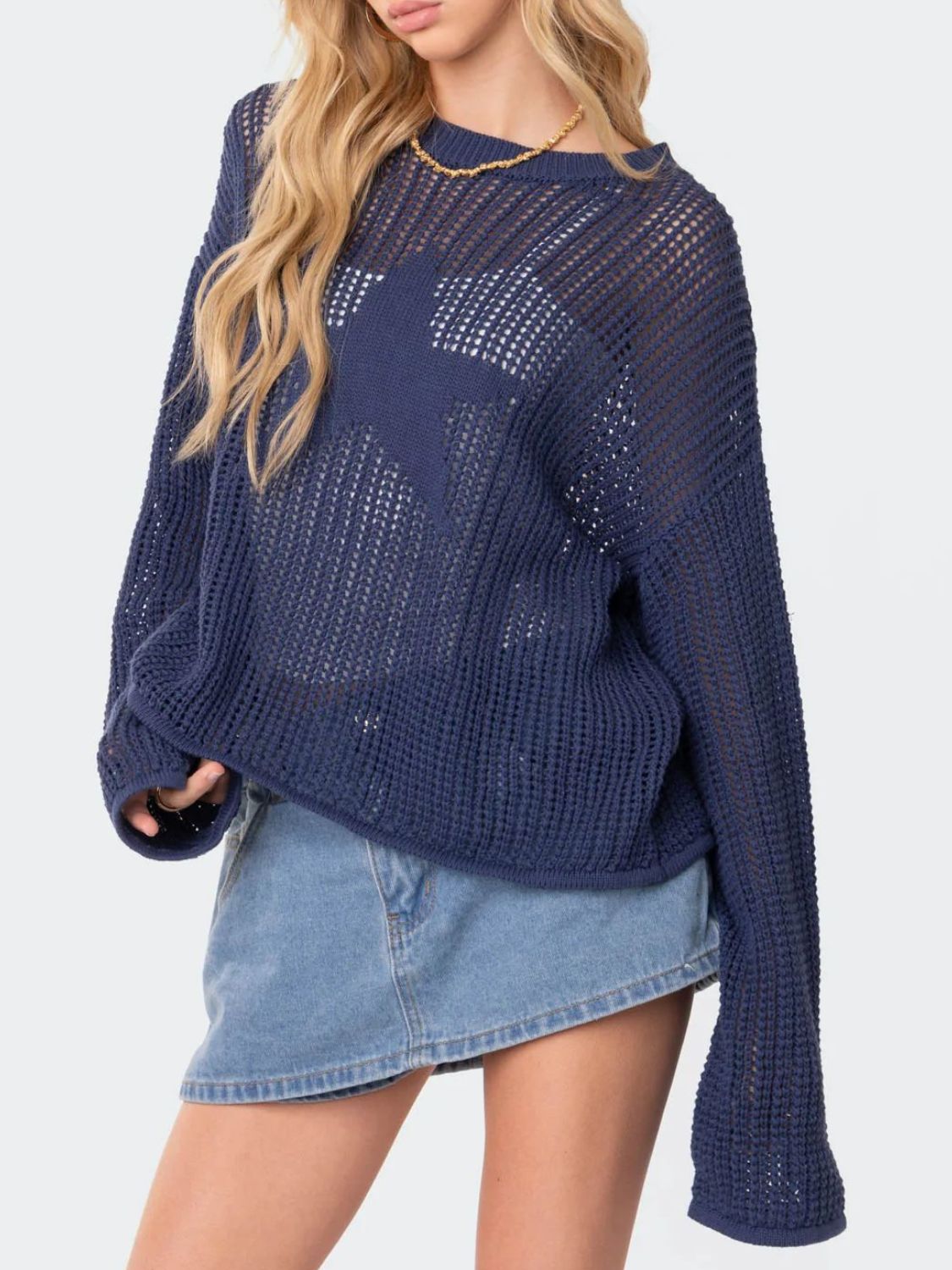 Round Neck Long Sleeve Top with stars