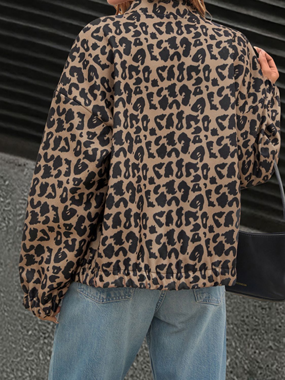 Leopard Button Up Long Sleeve Jacket