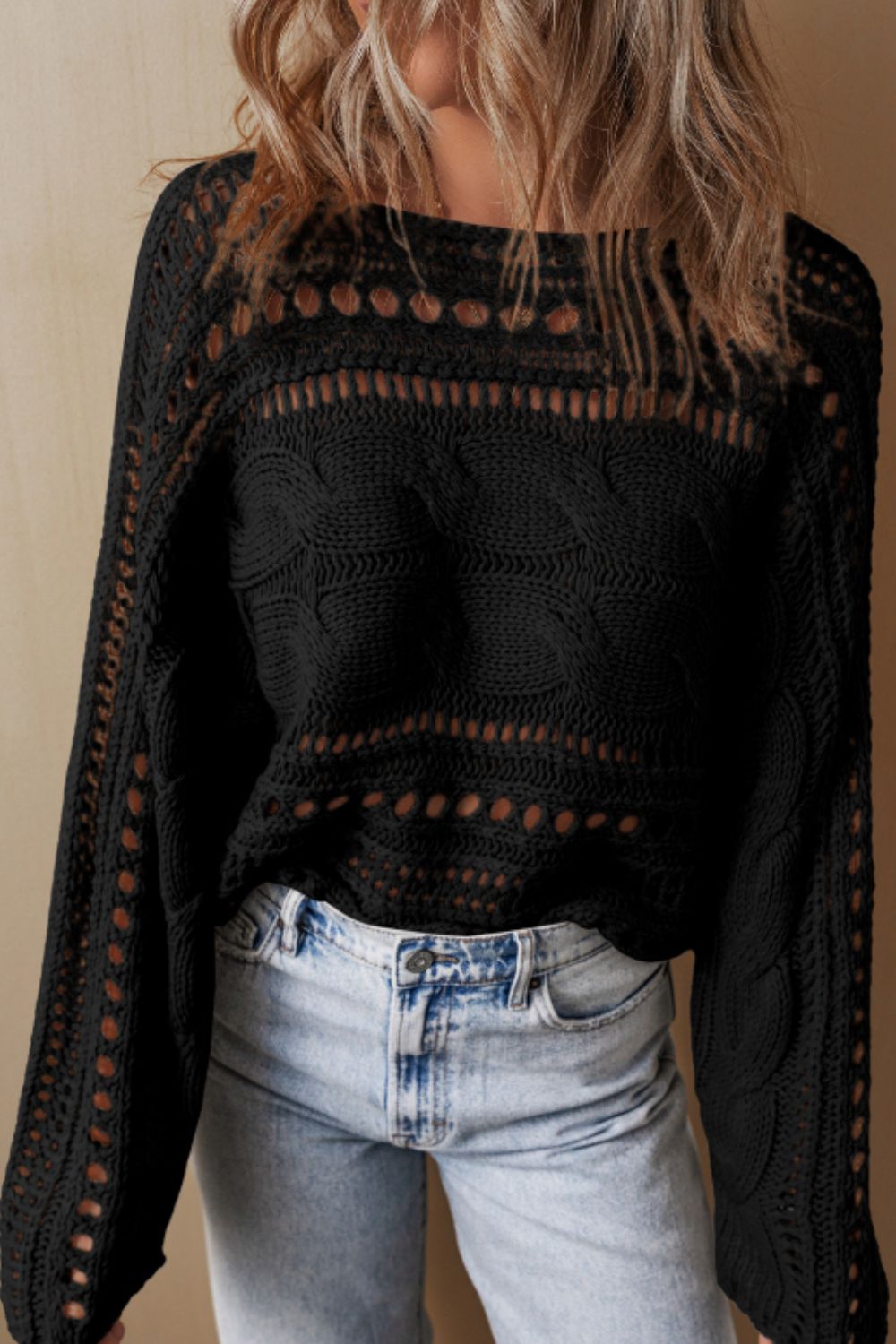 Cable Knit Long Sleeve Sweater.