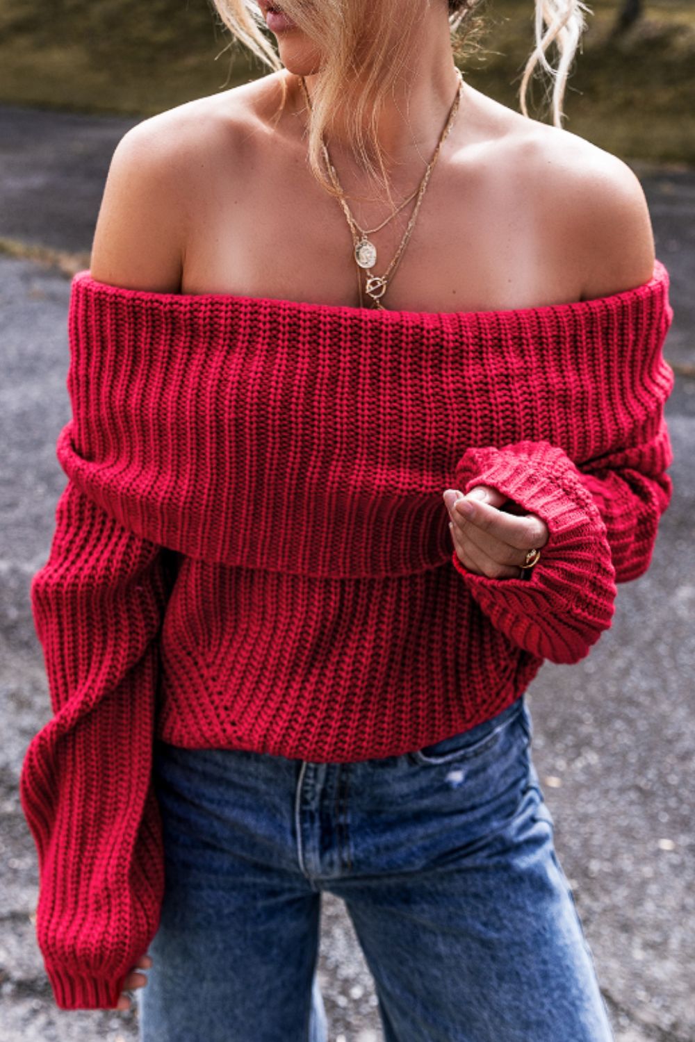 OffShoulder Long Sleeve Sweater