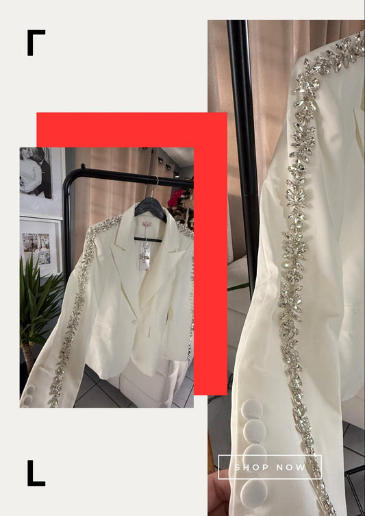 White Flower Diamond Blazer