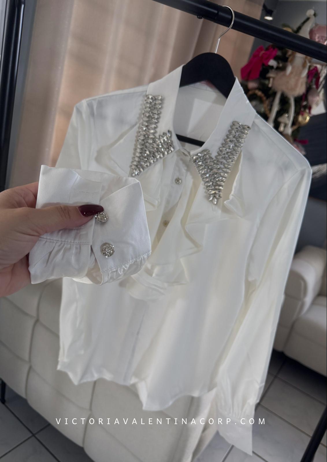 White Splendor Satin Blouse | VictoriaValentina Corp