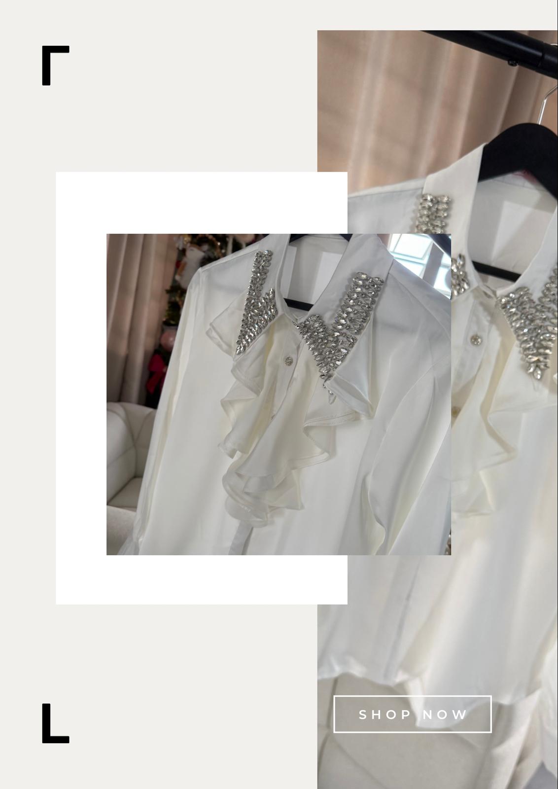 White Splendor Satin Blouse | VictoriaValentina Corp