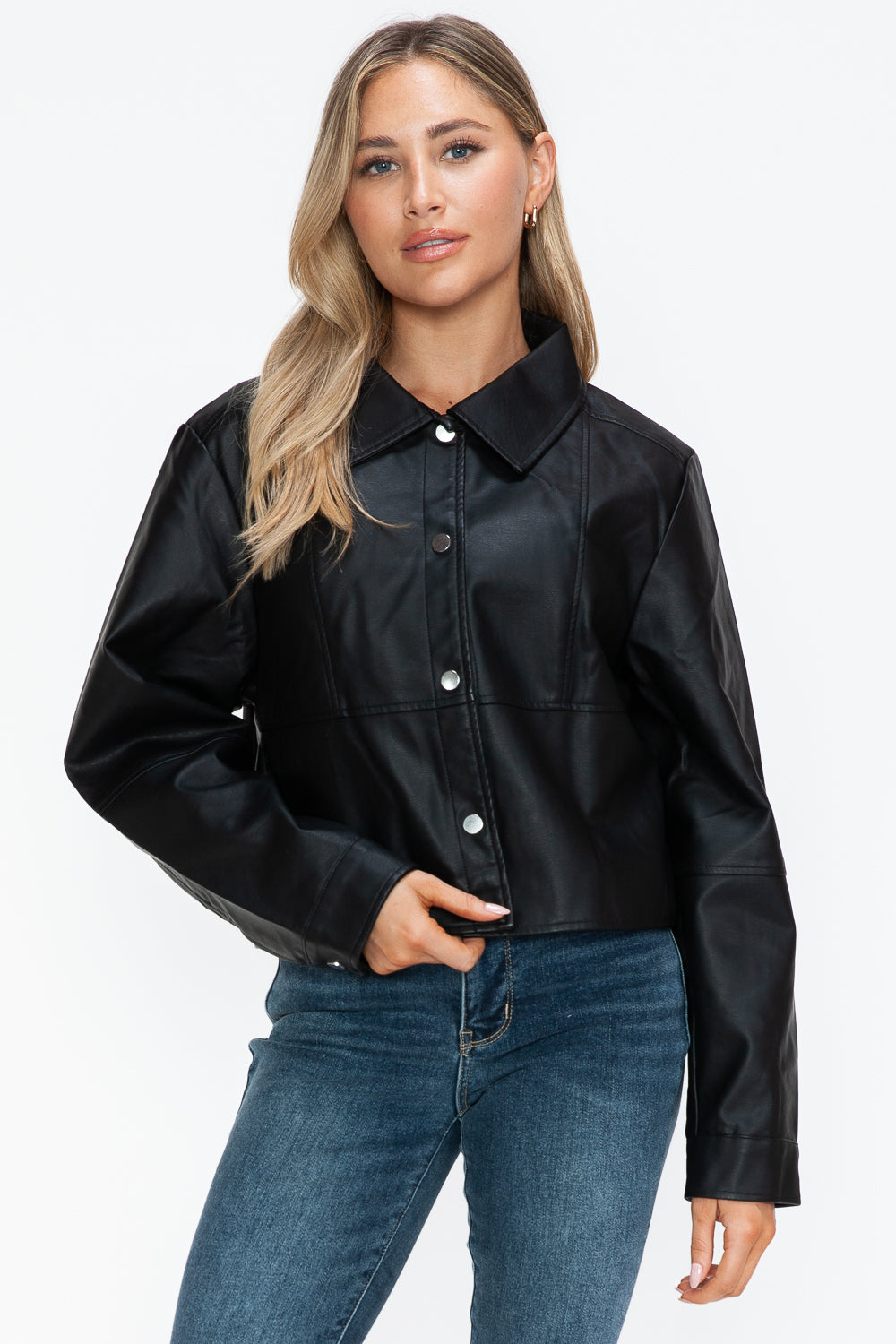 Snobbish Snap Down Long Sleeve Leather Jacket