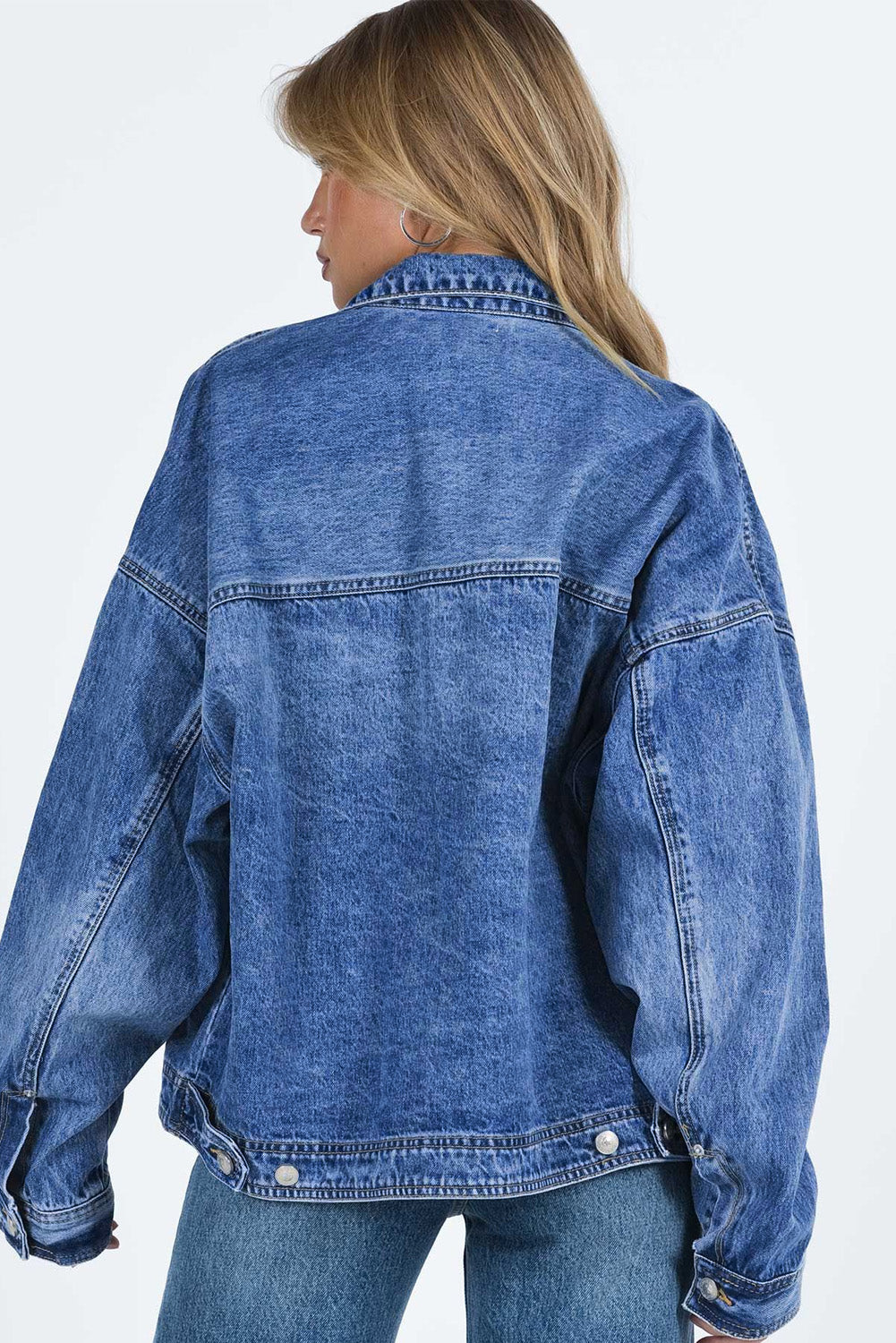 Collared Neck Button Up Denim Jacket.