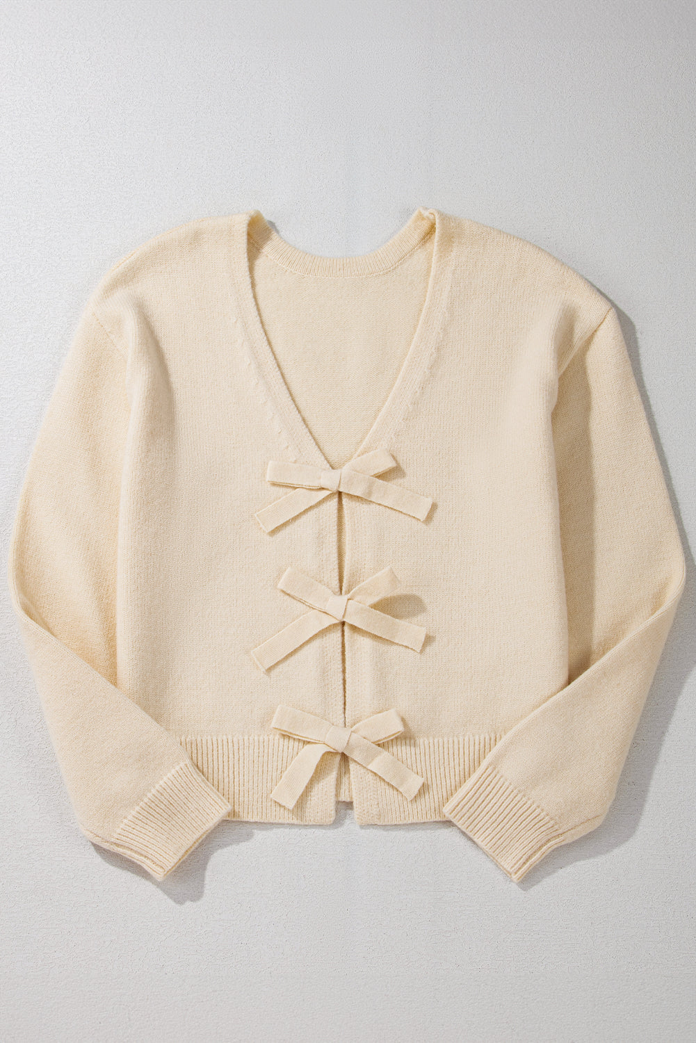 Bowknot Front V Neck Cardigan.