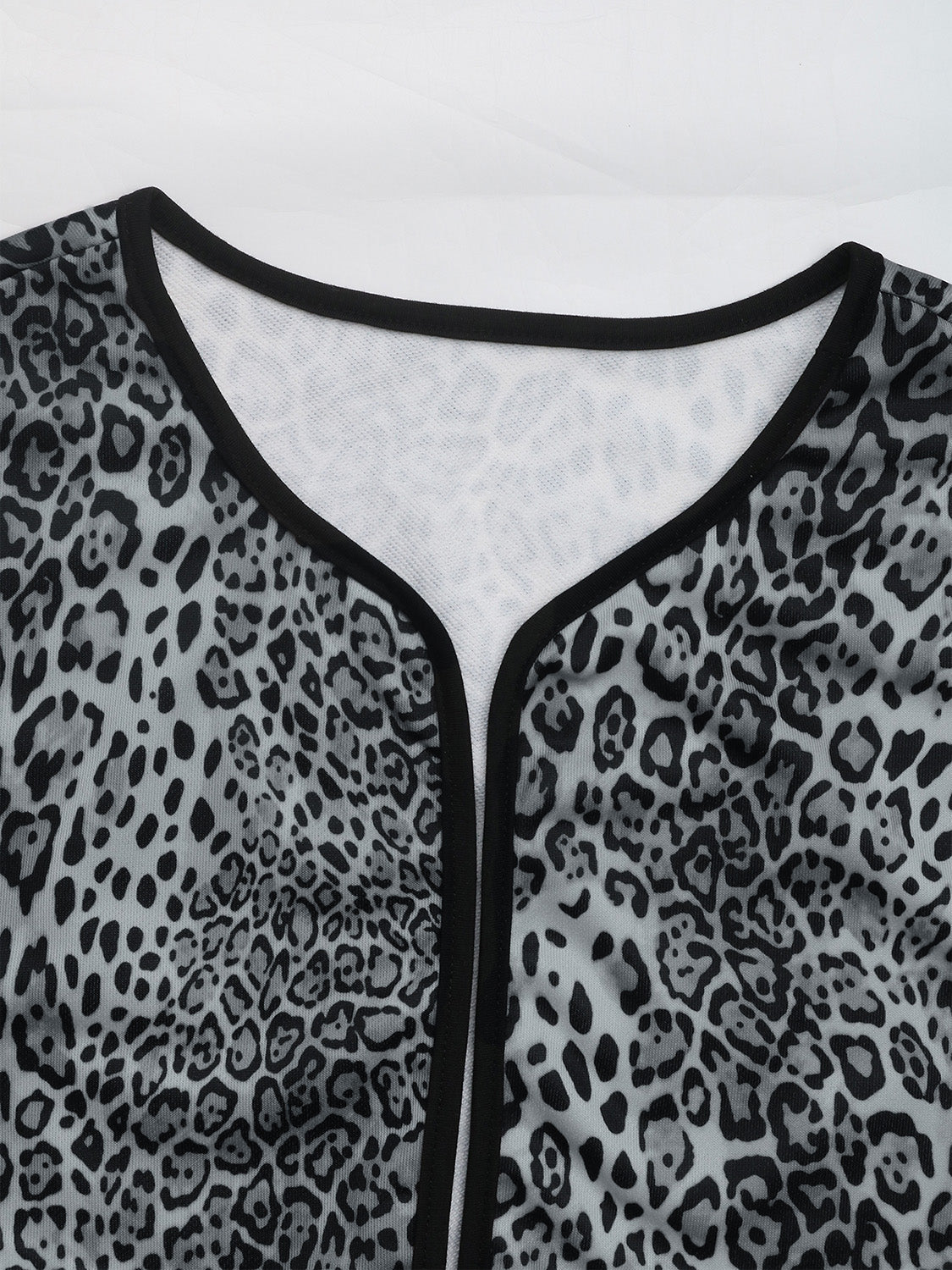 Perfee Leopard Open Front Sleeve Jacket