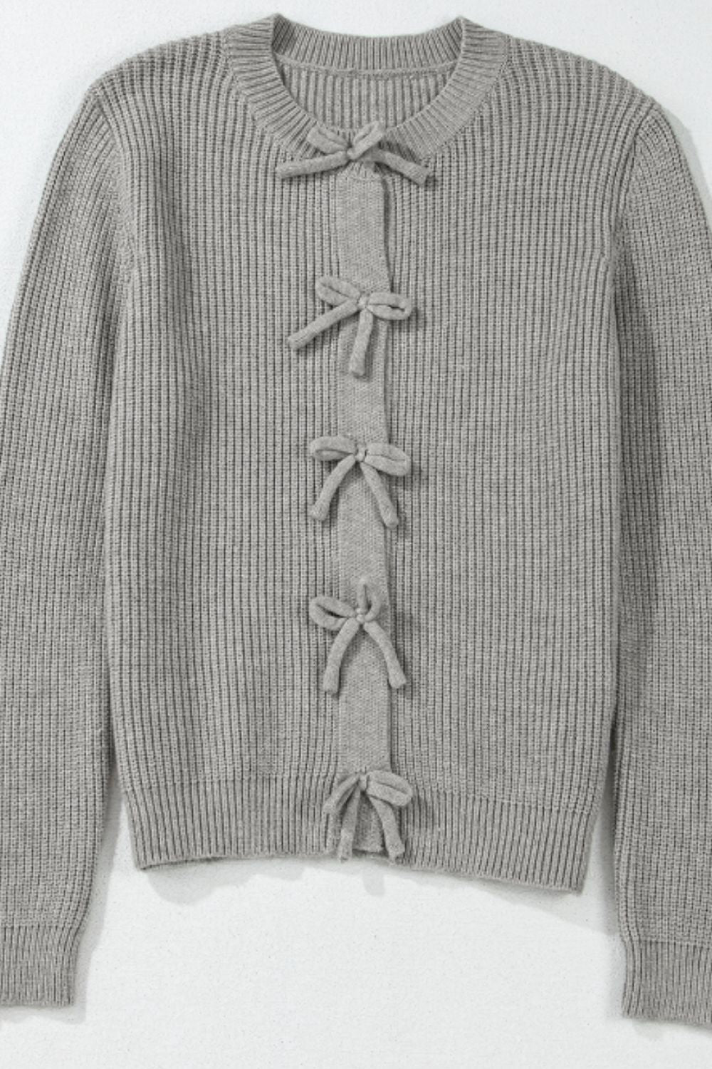 Bow Round Neck Sleeve Cardigan