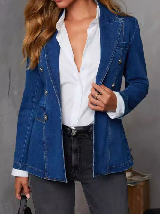 Neck Long Sleeve Denim Jacket..