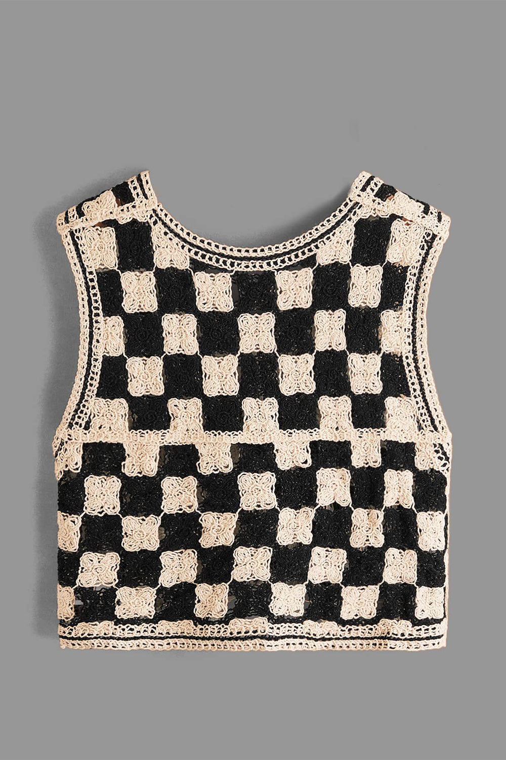 Checkered V-Neck Button Up Vest.