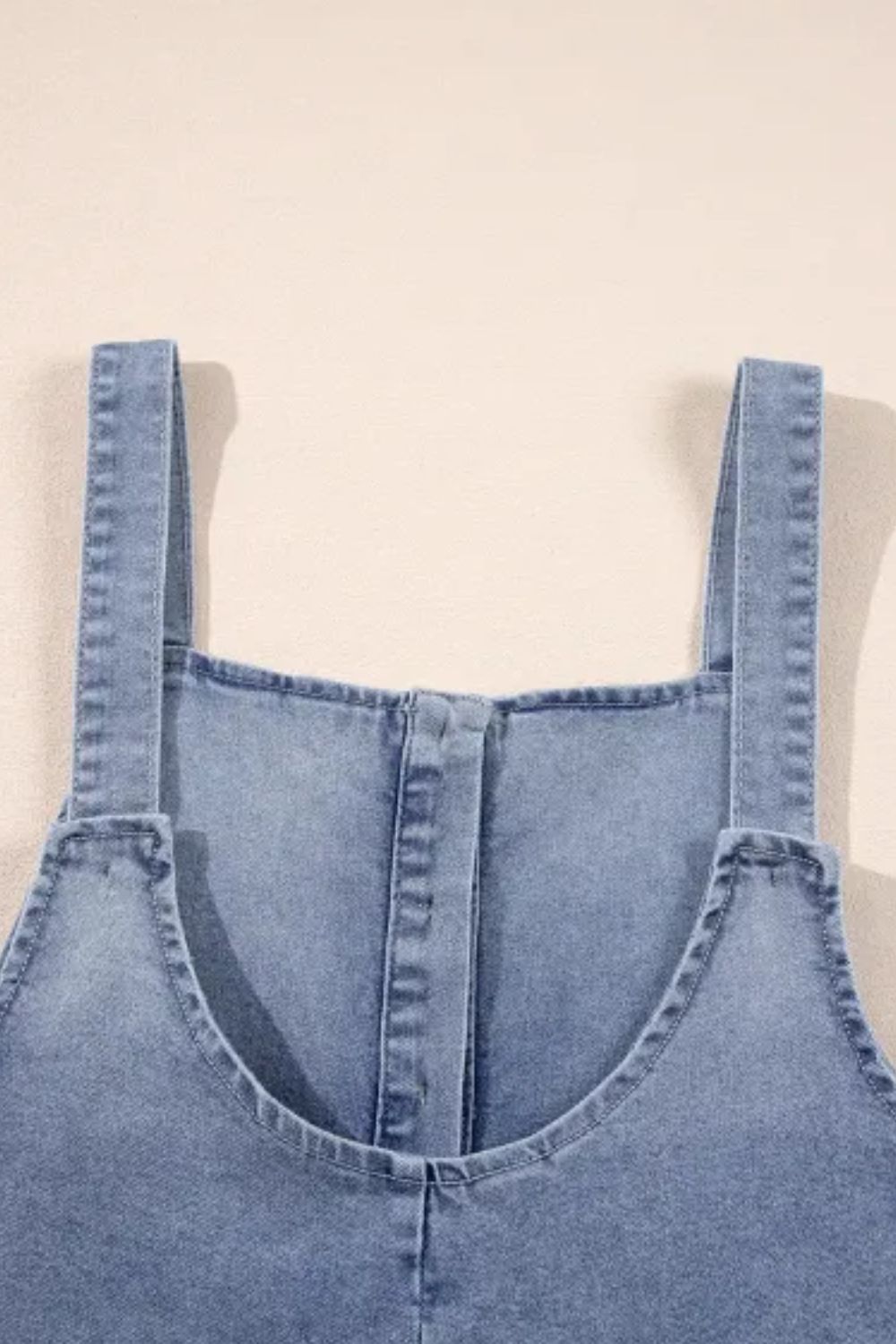 Wide Strap Denim Overalls w/Pockets