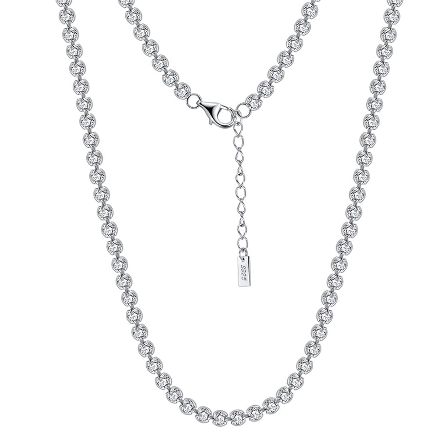 Tennis Necklace Rhodium Plated Diamond 925 Sterling Silver Tennis Chain