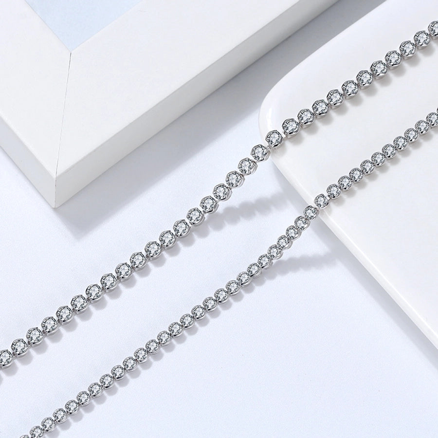 Tennis Necklace Rhodium Plated Diamond 925 Sterling Silver Tennis Chain