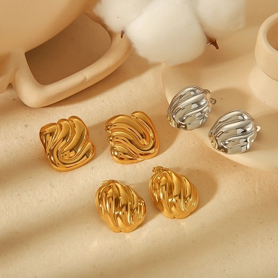 304 Stainless Steel 18K Gold Plated Ear Studs