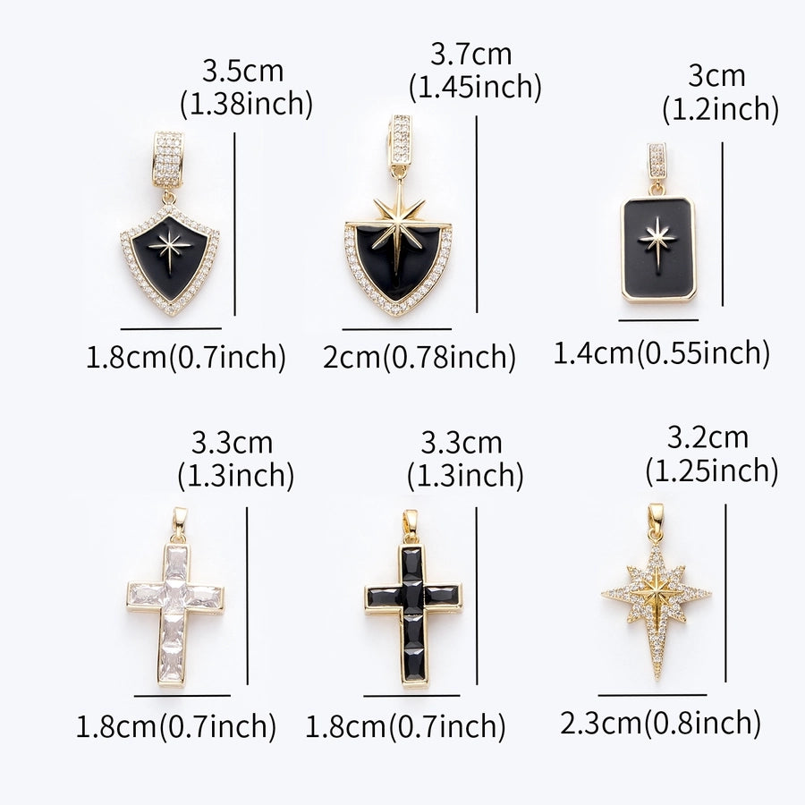 18K Gold Plated Cross Shield Jewelry Accessories Pendant