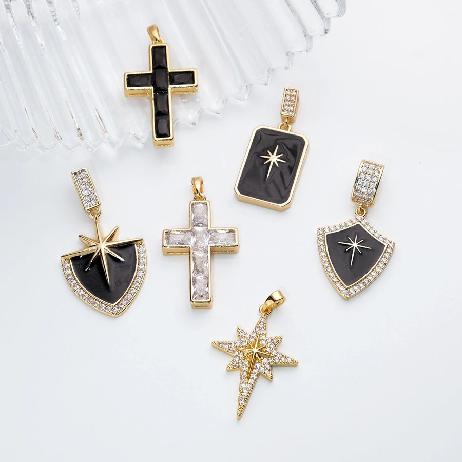 18K Gold Plated Cross Shield Jewelry Accessories Pendant