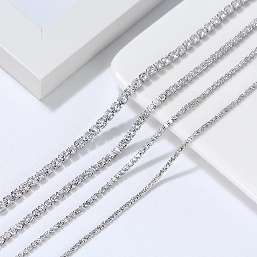 Tennis Necklace Rhodium Plated Diamond 925 Sterling Silver Tennis Chain