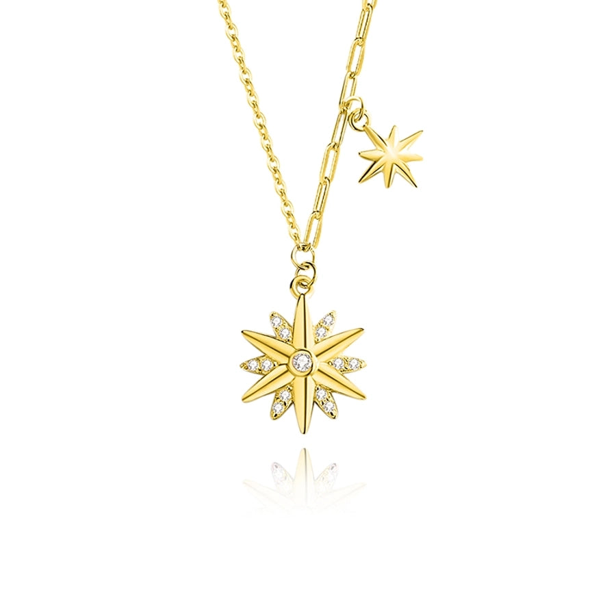 Cable Chain Plating Inlay Star Pendant Necklace