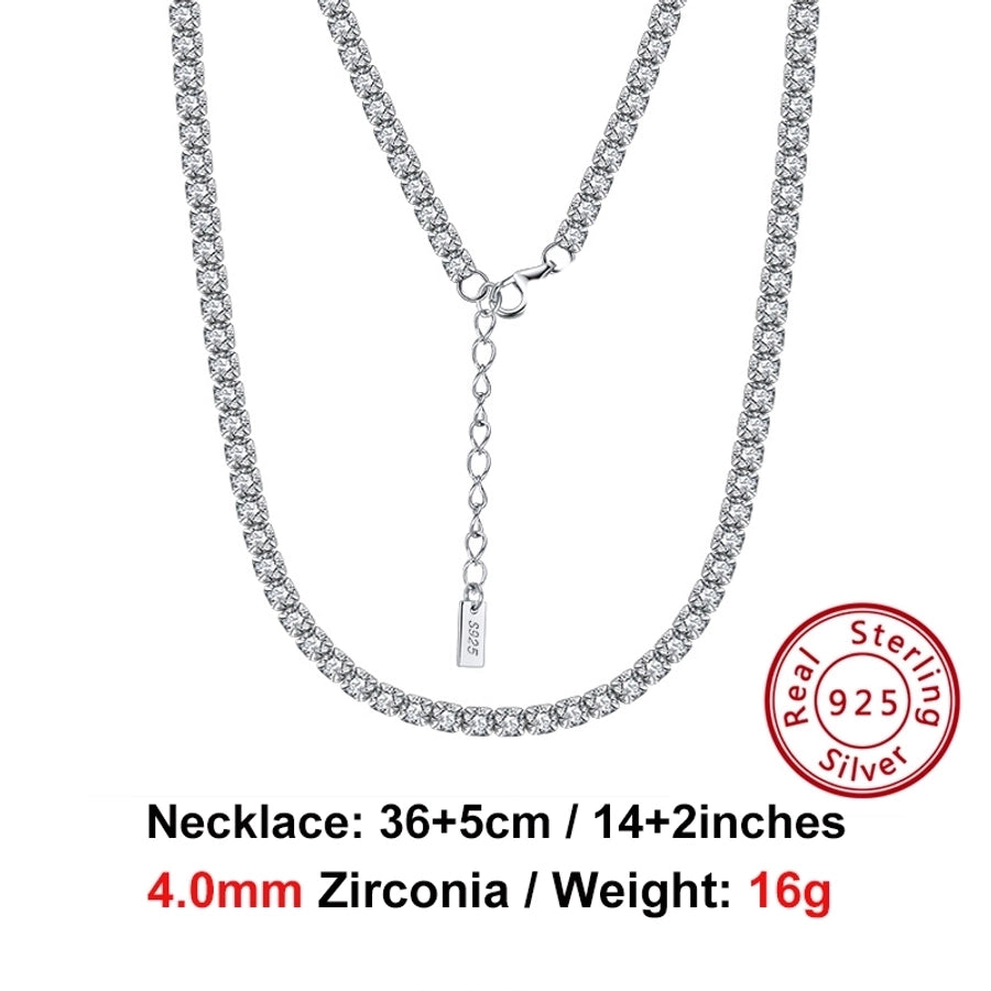 Tennis Necklace Rhodium Plated Diamond 925 Sterling Silver Tennis Chain